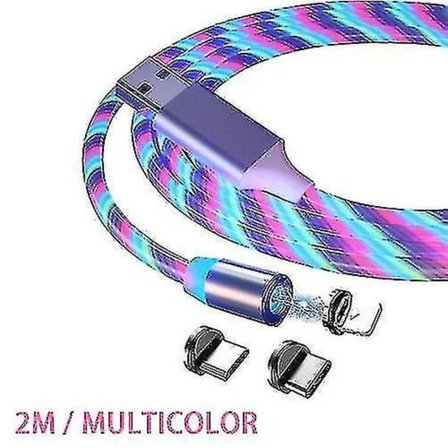 2 m magnetisk laddningskabel Snabbladdning mobiltelefon laddningskabel-...