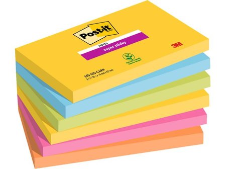 Post-it Super Sticky Rio 76x127mm 6/fp - Lyreco - Kontorsmaterial > Notes och Post-It > Notes - Extra sticky