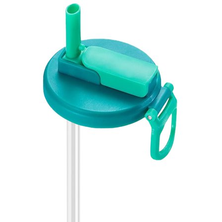 Genanvendeligt sodavandslåg med silikonesugerør til drikkevarer på dåse/farvematchende orange og grøn (med sugerør)