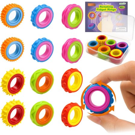 12-pakning Mjuka Fidget-ringer - Stressreduserende leker for barn og voksne | Angst, ADHD, sensoriske leker for autisme