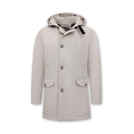 Enos Gewatteerde Parka met Capuchon - 7169 - Beige beige, Herr Vinterjackor, Herr, Storlek: L