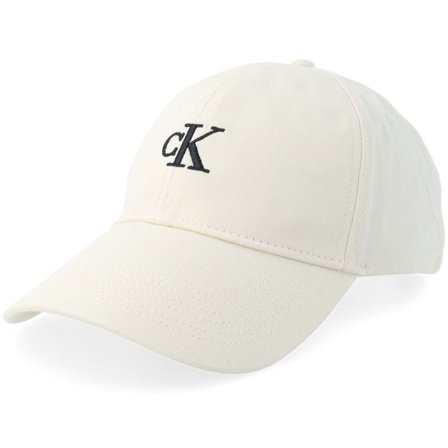 Calvin Klein - Vit unconstructed Keps - Monogram Embroidery Baseball Cap Bone White Dad Cap @ Hatstore