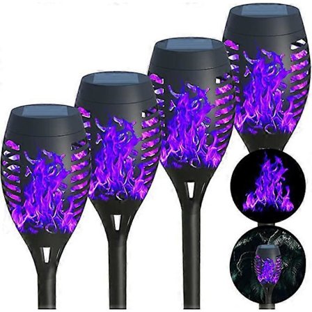 4-pak solcellelamper til udendørs brug, solcelle væglampe til haveindretning, vandtætte solcelledrevne udendørs lamper, dekorative mini fakkel lamper 