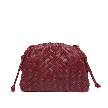 Cloud Rygsæk 2024 Ny Stil Taske Dame Læder Rynket Knyte Taske Dame Håndtaske Skuldertaske MJ51 Vinrød Wine red 22*9*14cm