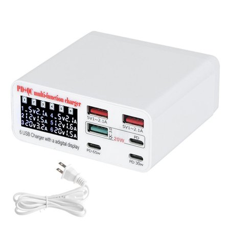 87W Quick Charge QC3.0 USB-laderstasjoner LCD-skjerm USB Lader Telefon Nettbrett PD Hurtiglader For mobiltelefoner