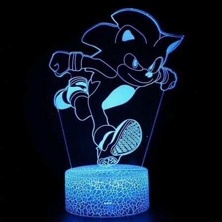 3D Illusion Sonic Hedgehog nattlys, Anime skrivebordslampe