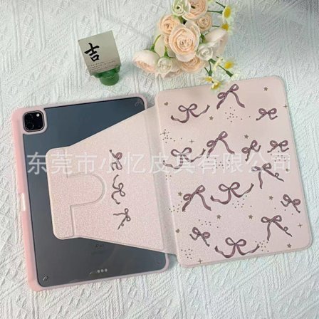 Etui til iPad Pro 18/20/21/22 12.9" Roterende Bog Sløjfe Stjerne Trådløs Pink Sort Sløjfe Roterbart Stativ