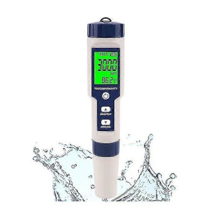 Pool Salt Tester, Digital Saltvandsmåler, Høj Præcision 5 i 1 Saltvandsmåler til Saltvand, ip67