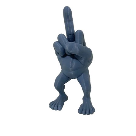 Hartsfigur i resin med långfinger - Rolig liten figur med ben - Unik kontorsdekoration Marinblå 17,5 cm