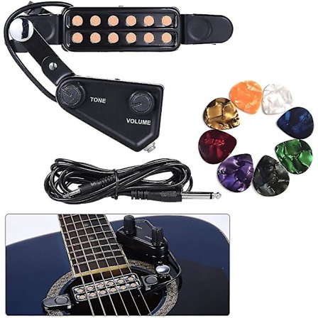 12-kielinen kitaramikrofoni, akustinen sähköinen anturi akustiselle kitaralle, magneettinen esivahvistin mikrofonilla, 10 jalan kaapelipituus