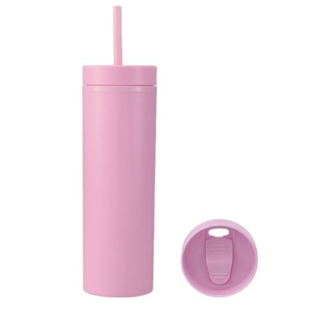 16oz plastkopper med lokk og sugerør Frosting Matte plastdrikkekopper for utendørs sport 1767 rosa