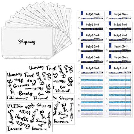 28 stk Lommer A6 6 Hull Klare Glidelåskuverter Fs Budsjettsporere For S P