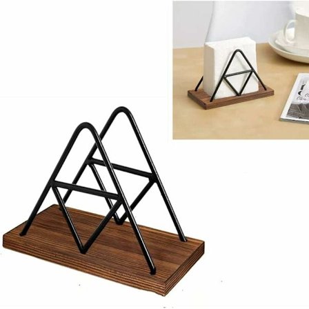 Servietholder til spisebord, geometrisk design servietholder, træ