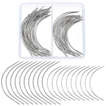 50 stk. C-type nål for veving, buede nåler, håndsøm nåler, sy i vevenåler for hår