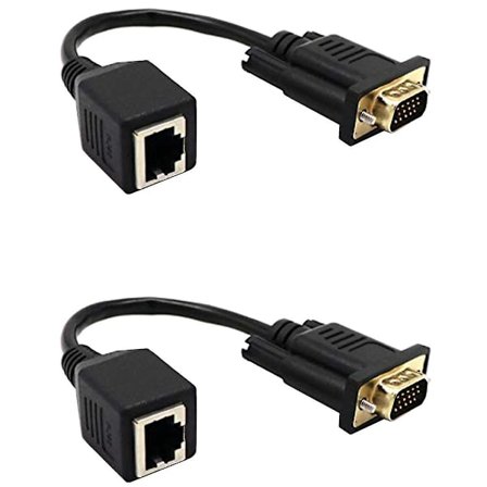 2x VGA till RJ45 Adapter Nätverkskabel till VGA Nätverkskabelkontakt Monitor till Nätverkskabelanslutning