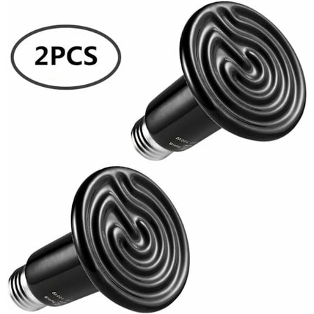 100W Keramisk Reptil Varmelampe, E27 Varmeafgiver Dyr til Akvarium Reptiler, Skildpadder, Firben, Slanger, Edderkopper, AC220V, Pakke med 2 KLB