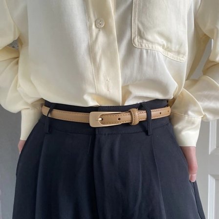 Läderbälte Metallspänne Midjeband KHAKI khaki