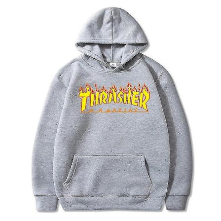 Unisex Thrasher -huppari, kirjainpainettu collegepaita, kiristysnyörillinen huppu ja tasku