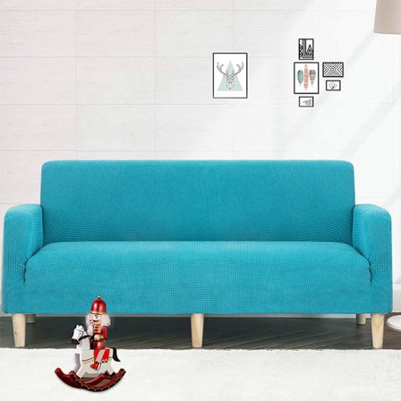Sjöblå/sjöblå; Enkel soffa (90×140 cm); Sofföverdrag, universaltyg, enkel/dubbel/tresitsig, elastiskt, heltäckande, anti-kattrepa