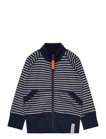 Zip Sweater Navy Beige Stripe Navy Geggamoja