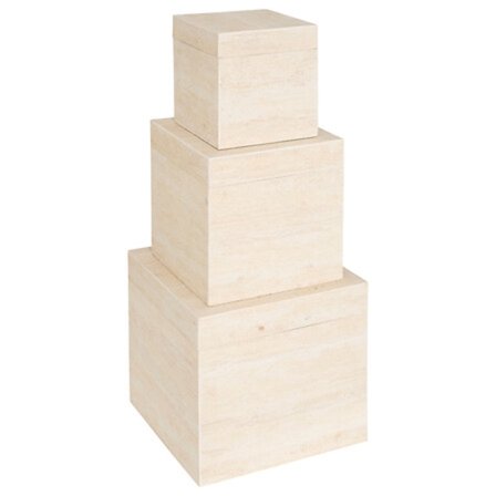 Neliönmuotoinen runko Tineo x3 travertiiniefektikoristelu