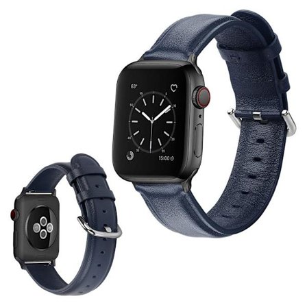 Apple Watch Series 5 40mm äkta läder klockarmband - mörkblå