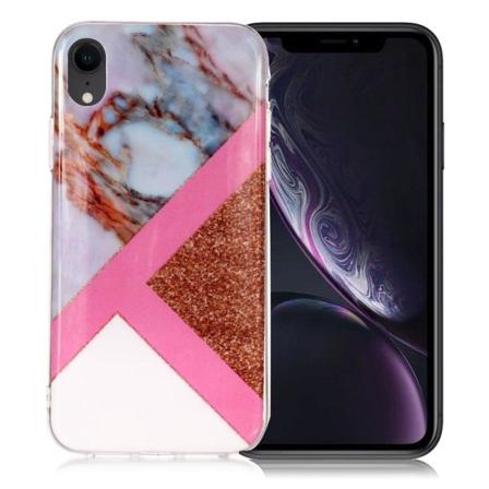 Marmormotiv iPhone Xr skal - Rosa / Roséguld multifärg