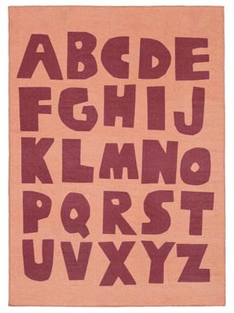 Number Washable Kids Rug Small Alphabet - Pink/Red 140X200 Cotton