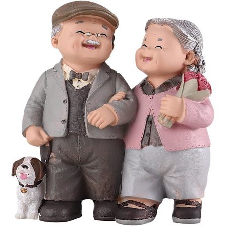 1 stk. Eldre par resin statue bryllupsdag kjærlig