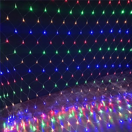 Sikre Spenningsnett Julestjerner Vanntette Utendørs Innendørs 320LEDs 3M*2M (10ft*6.6ft) Flere Farger, 8 Moduser