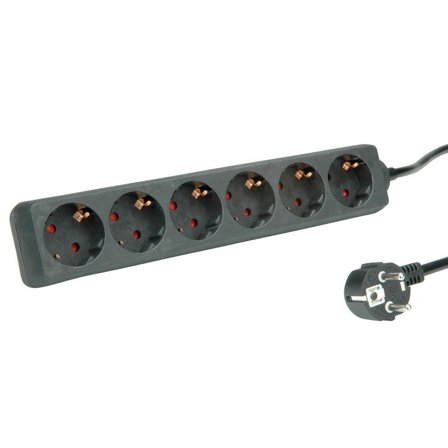 ROLINE Power Strip, 6x, black, 3m