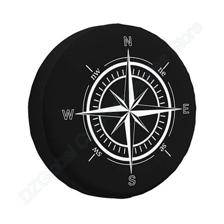 Kompas Print Reservedæk Betræk Vejrbestandigt Støvtæt Hjulbetræk til Jeep Wrangler FJTrailer RV SUV Truck 14 15 16 17 Tommer