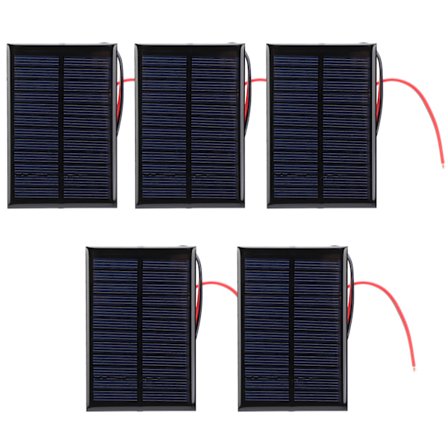 5 stk Mini solcellepanel Epoxy cellekort Strømmodul 30CM Rød og sort linje 6V0.6W