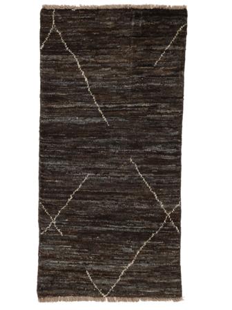 Berber Style Rug 59X119 Black/Brown Carpetvista