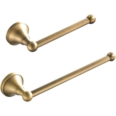 Sett med 2 Baderomstilbehør - Håndklestang og Toalettpapirholder Antikk Messing, Børstet Bronse