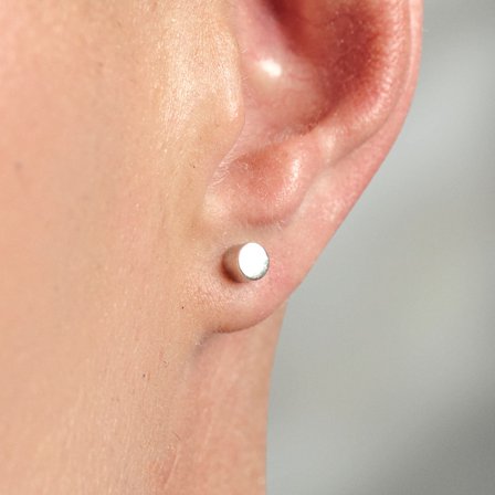 Argentia | 925s | Clou d'oreille faux écarteur plat de 4 mm en argent sterling plaqué rhodium pour hommes - Clous d'oreille