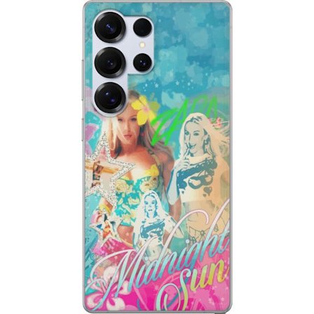 Kompatibelt Mobildeksel til Samsung Galaxy S25 Ultra Eventyrverden med Steve, Creeper og dyr i fargerik blokkgrafikk