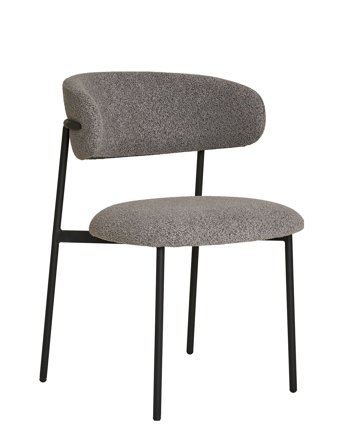 House Nordic Silla - Dining Chair, Bouclé, Light Grey, Black Legs - Grey - ONE SIZE