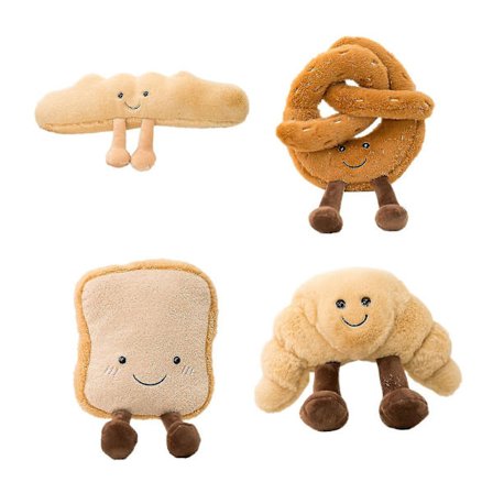 Brödformad kudde, laglig pinnkudde, plyschdocka, söt kudde, leksak, stolskudde, hornväska, kudde