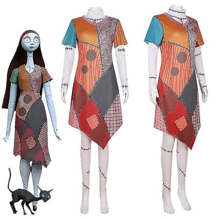 Halloween Nightmare Before Christmas Sally Cosplay Kostym Skräck