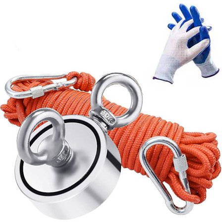 Aespa Magnetisk Fiskeuppsättning, 300 kg Stark Dragningskraft Fiskemagnet, Neodymium Rund Magnet Fiske med Dubbla Sidor, för Återvinning i R i