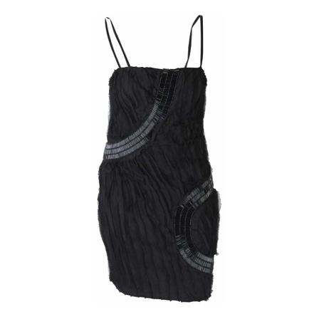 Patrizia Pepe Spagetti Strap Mini Dress With Sequin And Ruffle , Zwart , Dames , Maat: S Feestjurken