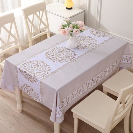 Vedenpitävä pöytäliina PVC vinyyli muovi silitettävä pöytäliina pöydänsuoja 140x180cm beige lehdet
