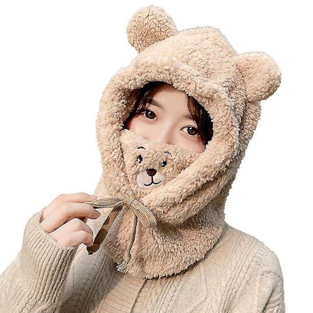 3-i-1 Vinter Varm Plys Hue Halstørklæde Lomme Handsker Sæt Sød Øreklap Fluffy Beanieluva Til Kvinder