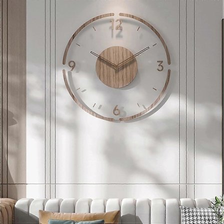 Dekorativ Väggklocka Vintage Trä Heminredning Rund Väggklocka Genombruten Design Modern Konstklocka för Vardagsrumsinredning Tyst siffra