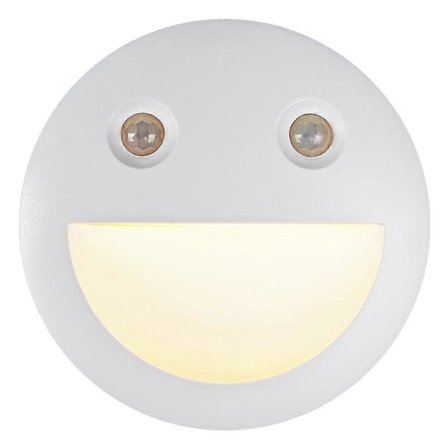 DC-SNL Smiley Face Sensor Nattlys Magnetisk Vegglampe (Batteri Ikke Inkludert) (Hvit)
