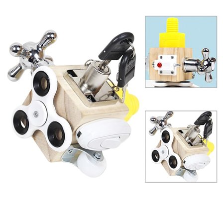 Montessori Legetøj Træ Aktivitetskube - Sensorisk legetøj til småbørn Rejselegetøj til småbørn, Pædagogisk læringslegetøj til fly- eller bilrejser