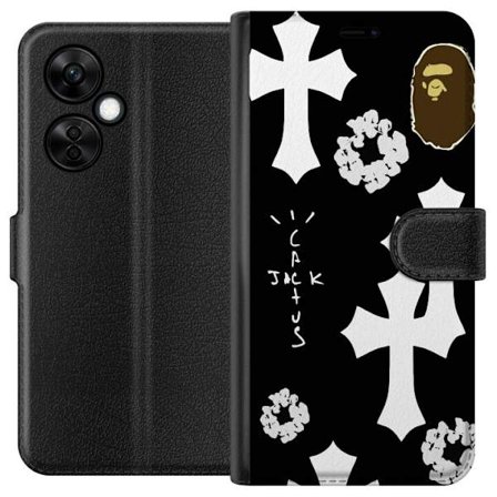 OnePlus Nord CE3 Tegnebogsetui Tårer inspireret streetwear design med blomstermotiver og denim look til en moderne og trendy bystil med en eksklusiv