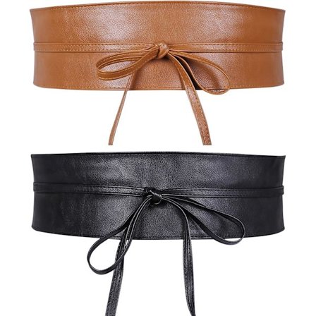 Dame bredt obi bælte, taljebælte til damer og piger, sort + brun