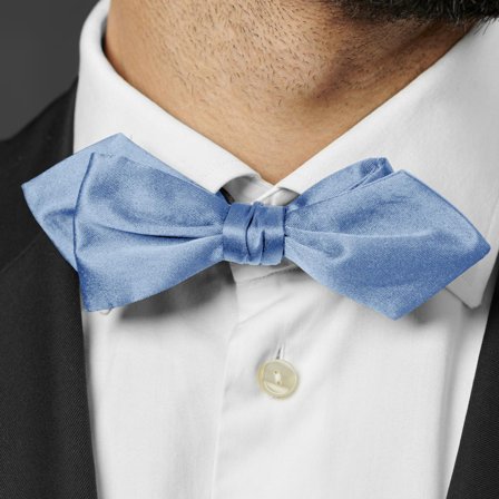 Shiny Baby Blue Basic Pointy Pre-Tied Bow Tie for Men - Pre-tied bow ties